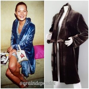 Rare Vtg 90s Donna Karan Archival Padded Velvet Smoking Coat M